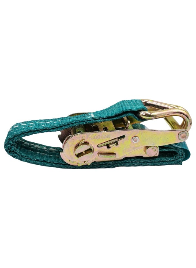 TOTAL Ratchet Tie Down Strap 10 Meter 2 Ton Heavy Duty Cargo Lashing Belt with Metal Ratchet Hook Fastening Strap for Truck Pickup Trailer Goods Transport Securing Load Binding Strap Strong Polyester Webbing - Image 2