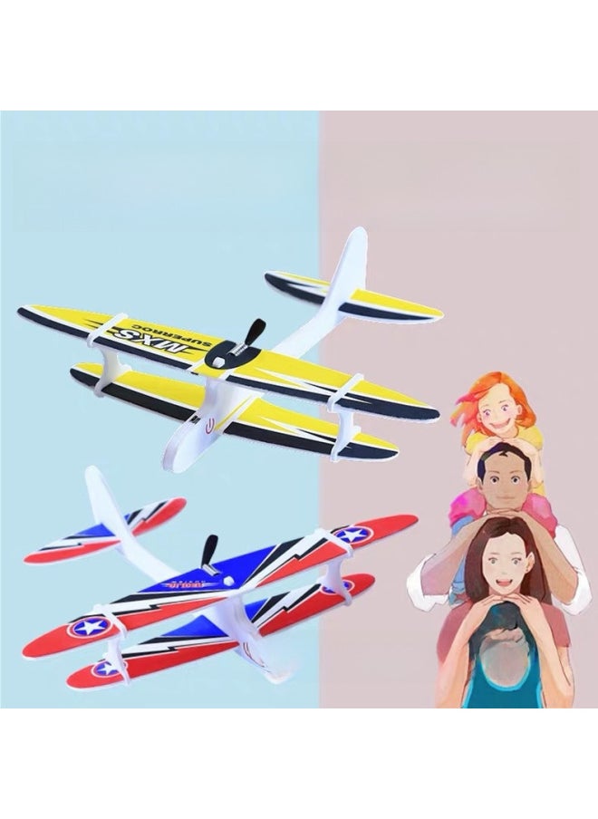 Internet Celebrity Children's Usb Rechargeable Electric Foam Hand Throwing Glide Aircraft Model Fighting Toy Plane-Color:Glowing Black Biplane Glider  - Image 5