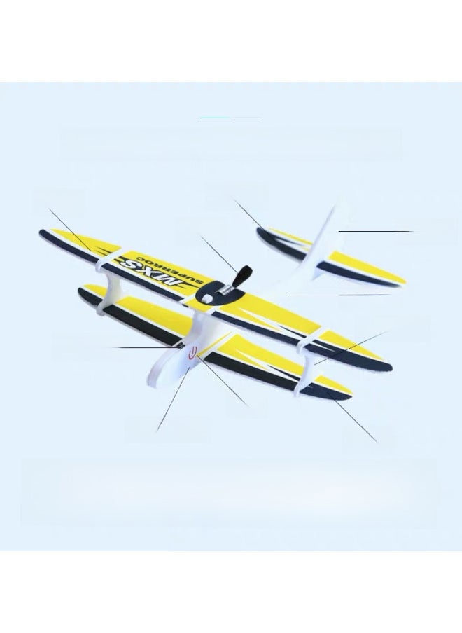 Internet Celebrity Children's Usb Rechargeable Electric Foam Hand Throwing Glide Aircraft Model Fighting Toy Plane-Color:Glowing Black Biplane Glider  - Image 4