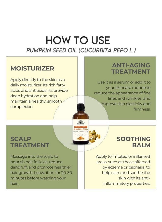 Devinez - Pumpkin Seed Cold Pressed Oil 50Ml With Lotion Pump - 100% Pure Organic, Undiluted, Natural Oil For Eyelashes, Eyebrows, Hair And Skin Care,Therapeutic Grade (Kaddu Oil) - Image 1