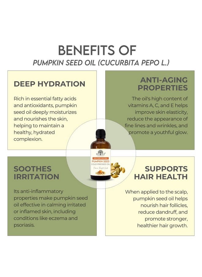 Devinez - Pumpkin Seed Cold Pressed Oil 50Ml With Lotion Pump - 100% Pure Organic, Undiluted, Natural Oil For Eyelashes, Eyebrows, Hair And Skin Care,Therapeutic Grade (Kaddu Oil) - Image 1