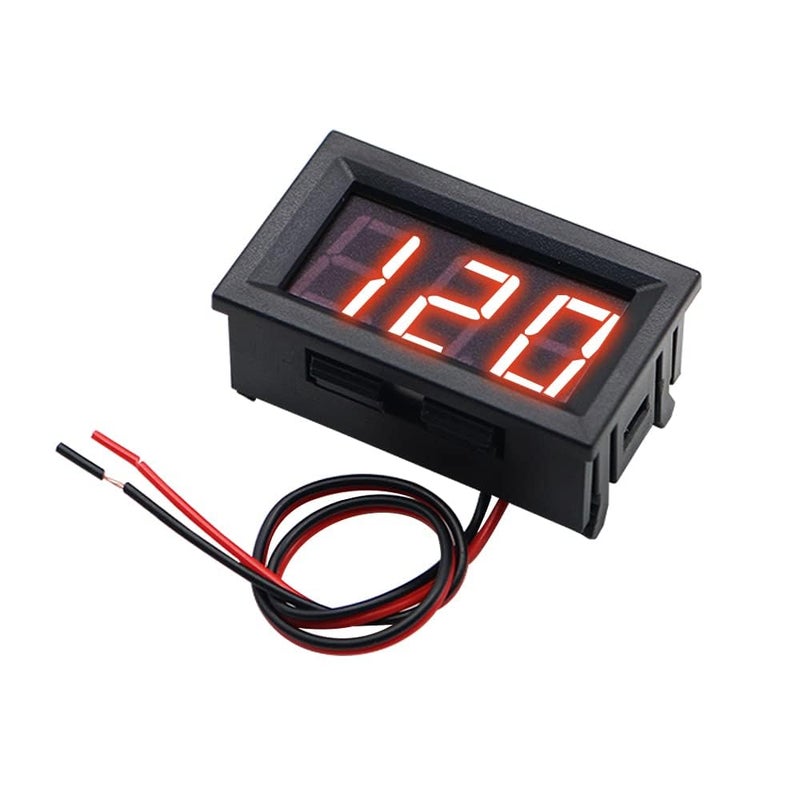 Electrobot Compact 0.56" DC Digital Red LED Voltmeter Panel Meter 2-Wire High Precision 5V-120V Voltage Monitor with Easy Installation for Cars Solar Systems DIY Electronics Projects - Image 1