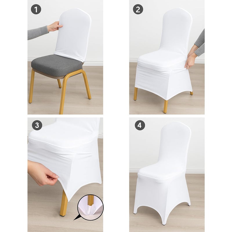 Craft And Party 10 Pack White Spandex Chair Covers â€“ Stretch Polyester Slipcovers for Wedding, Banquet, Party & Dining Chairs â€“ Flat Front Design, Universal Fit - Image 4