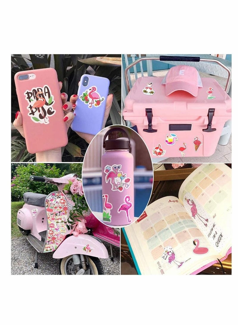 Excefore Waterproof Stickers, Laptop Stickers, 50 Pcs Fashion Laptop Decals, Cute Aesthetic Vinyl Stickers for Water Bottles, Skateboard Stickers, DIY Stickers for Luggage Phone Case, Logo for Books (Flamingo) - Image 2