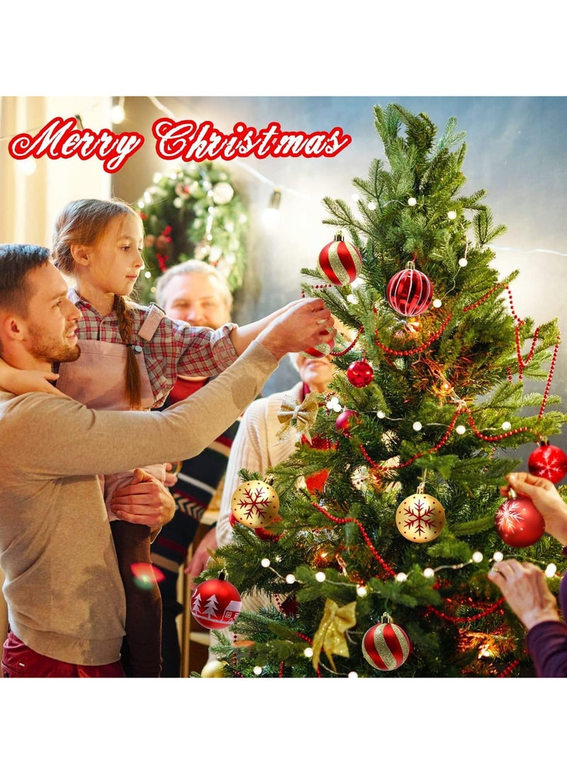 AUTOYSUR 44 قطعة كرات زينة شجرة عيد الميلاد، زينة معلقة عيد الميلاد للمنزل والحفلات والأعياد وزينة شجرة الزفاف (أحمر/ذهبي) - Image 5