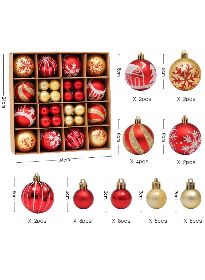 AUTOYSUR 44 قطعة كرات زينة شجرة عيد الميلاد، زينة معلقة عيد الميلاد للمنزل والحفلات والأعياد وزينة شجرة الزفاف (أحمر/ذهبي) - Image 2
