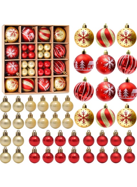44 قطعة كرات زينة شجرة عيد الميلاد، زينة معلقة عيد الميلاد للمنزل والحفلات والأعياد وزينة شجرة الزفاف (أحمر/ذهبي)