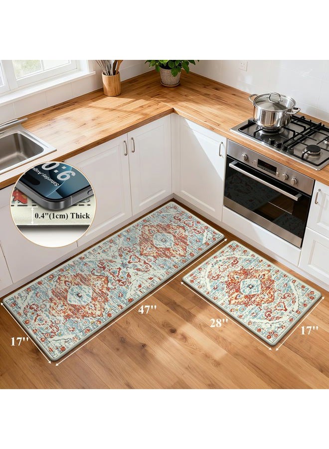 Ileading Anti Fatigue Kitchen Mat Set of 2 Waterproof Farmhouse Comfort Standing Mat Non Skid Cushioned Rugs Mats with Runner Kitchen Floor Carpet for Laundry Sink - Image 2
