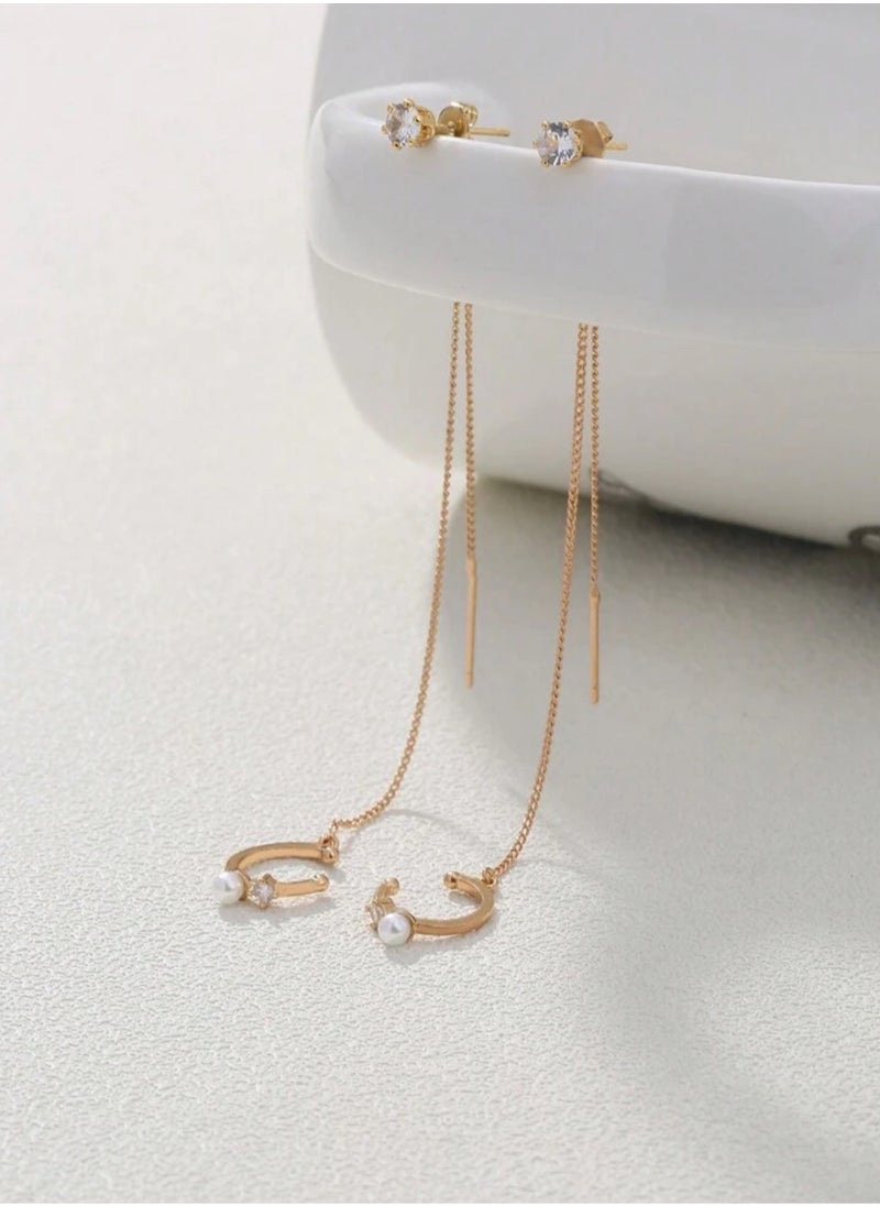 Dangle Charms Trendy Gold Plated Earrings For Women  - Image 2