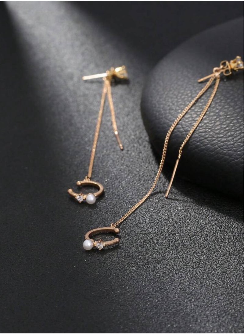 Dangle Charms Trendy Gold Plated Earrings For Women  - Image 3