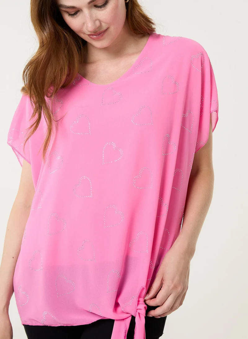 Blue Vanilla Tie Knot Diamante Top
