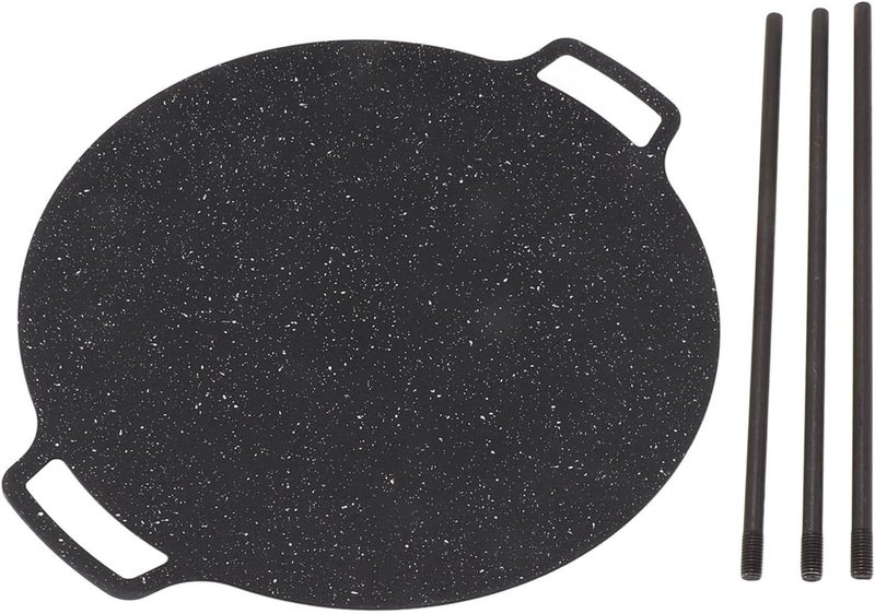 BBQ Round Griddle Pan Non Stick 6 Layer Coating Medical Stone Plate for Outdoor Cooking 2 Handles for Stove Oven for 4-6 people] (36CM) - Image 2
