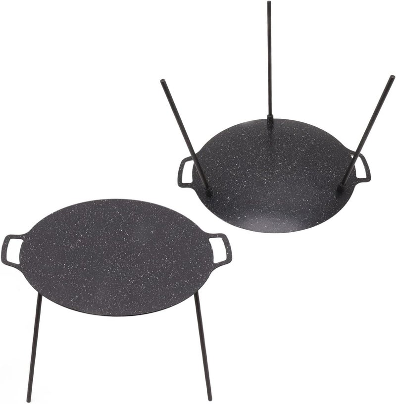 BBQ Round Griddle Pan Non Stick 6 Layer Coating Medical Stone Plate for Outdoor Cooking 2 Handles for Stove Oven for 4-6 people] (36CM) - Image 3