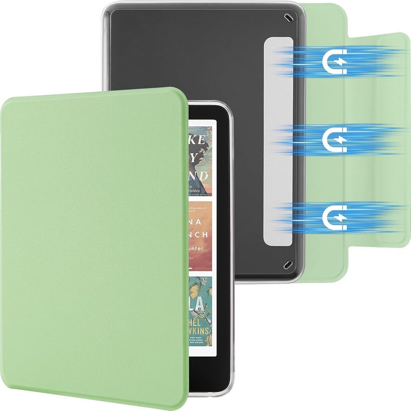 SESENSE Detachable Magnetic Case for 7'' Kindle Paperwhite 12th Gen 2024 and Kindle Colorsoft Signature Edition, Slim PU Shell Cover Case with Auto Wake/Sleep, Matcha Green - Image 1