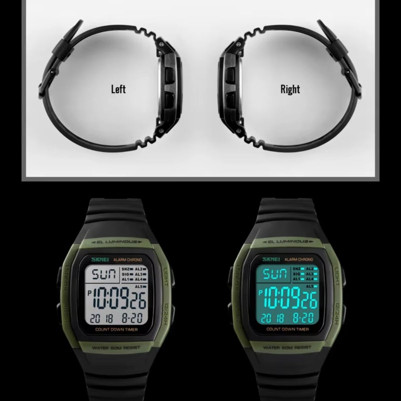 Skmei/Moment Beauty 1278 Luminous Multifunctional Square Electronic Watch (Rose Gold) - Image 3