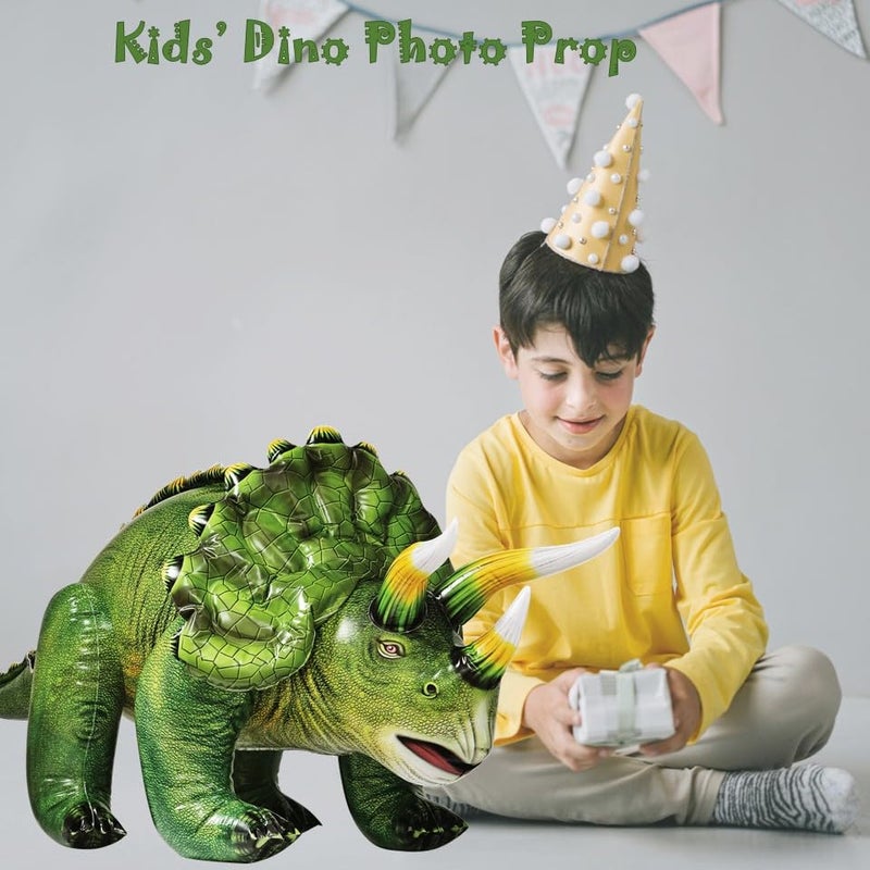 Jet Creations Triceratops Inflatable 51" Lx30 H, Ages 3+ Dinosaur Toy – Party Decoration, Pool Play, Yard Display, Jurassic Themed Photo Prop, VBS, Forest Green, 1 pc - Image 5