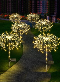 Golden Solar Garden Lights Outdoor Solar Lights 6 Pack Waterproof Solar Powered Firefly Lights Landscape Solar Lights Outdoor Decorative Lights for Yard Garden Flowerbed Party(Warm/540 LED)  - Image 1