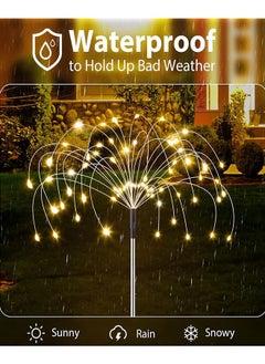Golden Solar Garden Lights Outdoor Solar Lights 6 Pack Waterproof Solar Powered Firefly Lights Landscape Solar Lights Outdoor Decorative Lights for Yard Garden Flowerbed Party(Warm/540 LED)  - Image 5