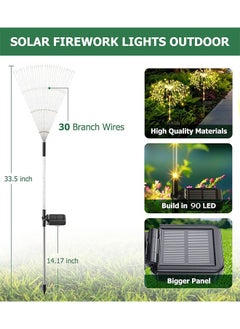 Golden Solar Garden Lights Outdoor Solar Lights 6 Pack Waterproof Solar Powered Firefly Lights Landscape Solar Lights Outdoor Decorative Lights for Yard Garden Flowerbed Party(Warm/540 LED)  - Image 2