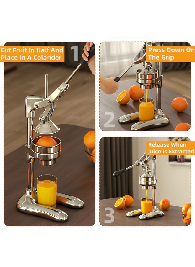 المي هومي عصارة يدوية من الستانلس ستيل حجم كبير 25x19x43 سم استخراج عالي للعصير ضغط سريع في 3 ثوان قاعدة مانعة للانزلاق للاستخدام المنزلي والتجاري - Image 2
