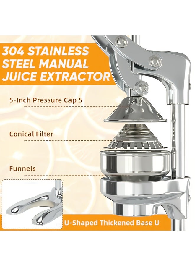 المي هومي عصارة يدوية من الستانلس ستيل حجم كبير 25x19x43 سم استخراج عالي للعصير ضغط سريع في 3 ثوان قاعدة مانعة للانزلاق للاستخدام المنزلي والتجاري - Image 5