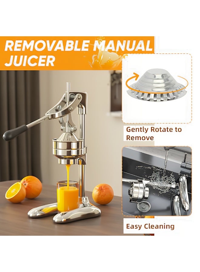 المي هومي عصارة يدوية من الستانلس ستيل حجم كبير 25x19x43 سم استخراج عالي للعصير ضغط سريع في 3 ثوان قاعدة مانعة للانزلاق للاستخدام المنزلي والتجاري - Image 4