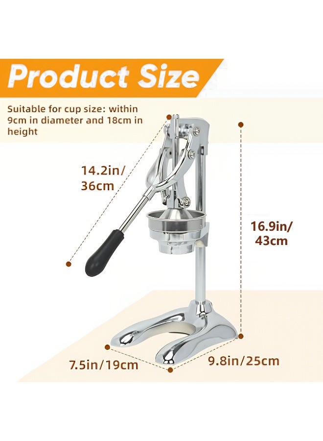 المي هومي عصارة يدوية من الستانلس ستيل حجم كبير 25x19x43 سم استخراج عالي للعصير ضغط سريع في 3 ثوان قاعدة مانعة للانزلاق للاستخدام المنزلي والتجاري - Image 3