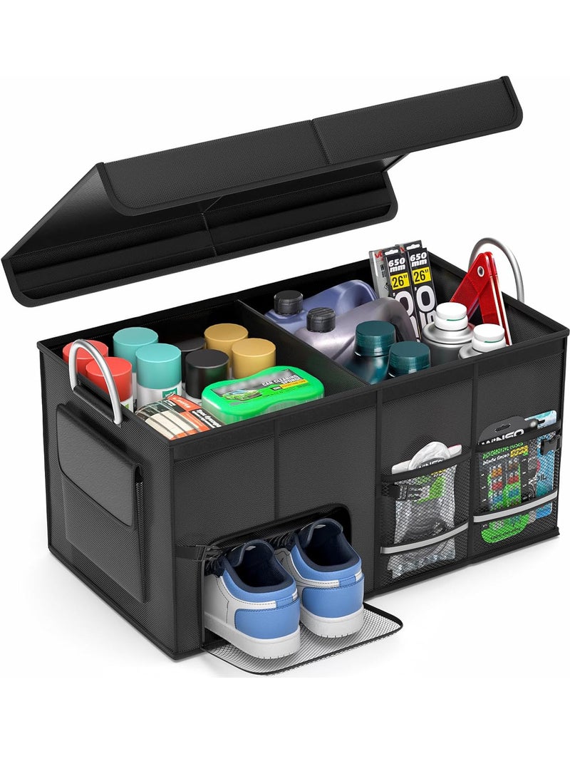 Uwals Car Trunk Organizer with Lid - Collapsible Multi Compartment Car Organizer - Multiple Pockets, Multi-purpose Travel Accessory - Leak-proof Fits any Car, SUV, Minivan  - Image 1