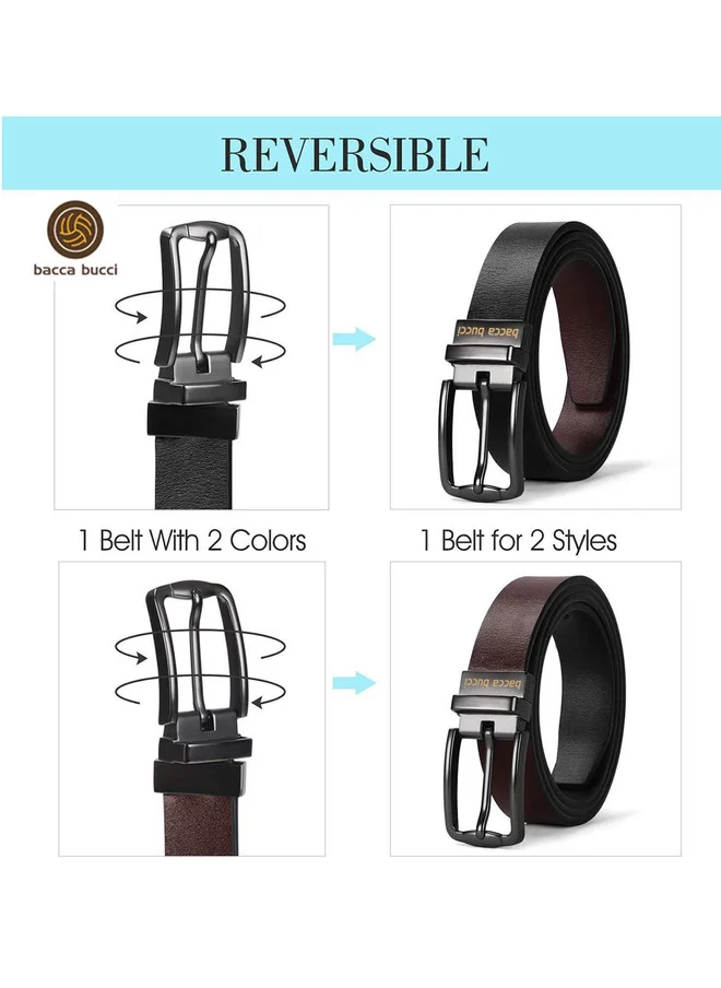Bacca Bucci  Men's Black & Brown Reversible Solid Leather Belt for Men | Best Price UAE