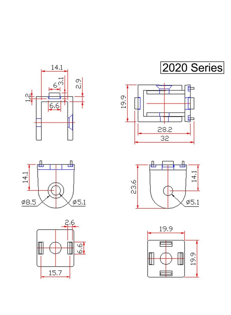 SYOSI Black Living Hinge, Zinc Alloy Flexible Pivot Joint Connector for Aluminum Extrusion Profile 2020 Series Slot 6mm (4 Pieces) - Image 3
