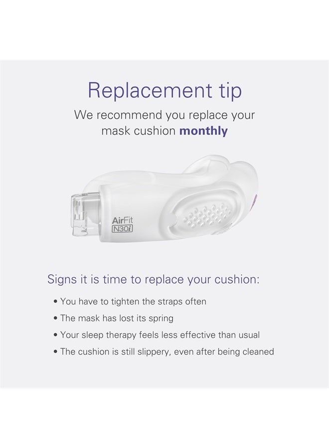 Resmed AirFit N30i Nasal Replacement Cushion - Small/Wide - ResMed CPAP Supplies - Silicone - Replace Every Month - Image 5