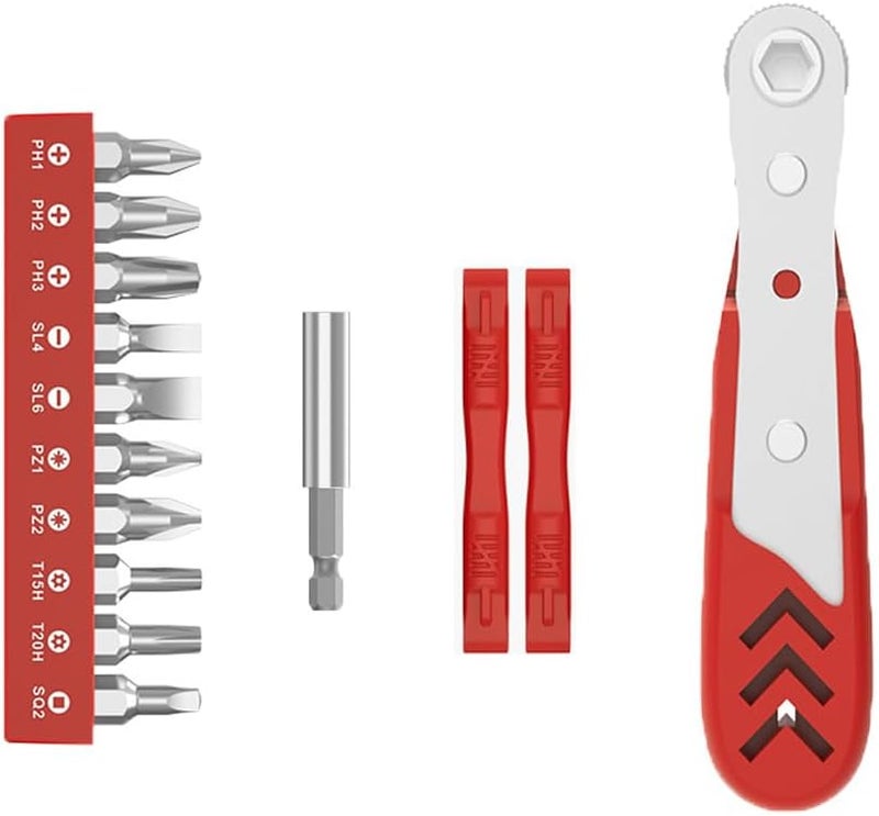 مجموعة مفك براغي راتش أحمر صغير 14 في 1 وجع منخفض المظهر لإصلاح الأجهزة وصيانة السيارات - Image 2