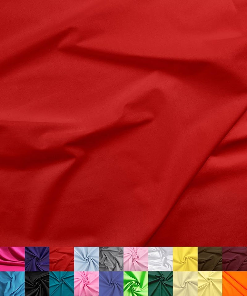 Barcelonetta | Poly Cotton Fabric for Sewing | Broadcloth Fabric | by The Yard | 60" Wide Roll | Lightweight, Breathable | Lining, Home Textile, Skirts, Tote Bags (Red, 5 Yard) - Image 1
