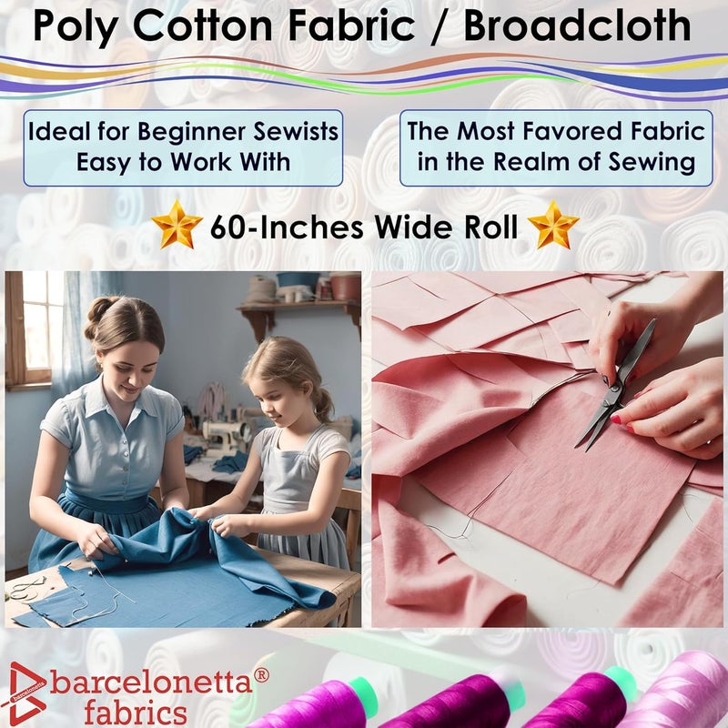 Barcelonetta | Poly Cotton Fabric for Sewing | Broadcloth Fabric | by The Yard | 60" Wide Roll | Lightweight, Breathable | Lining, Home Textile, Skirts, Tote Bags (Red, 5 Yard) - Image 3