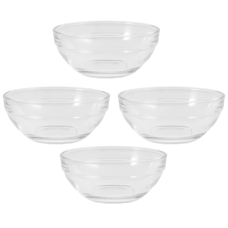 4PCS Mini Bowls Small Prep Dishes Stackable Dipping Bowl for Sauces Clear Glass Dish for Kitchen Condiments Spices and Portions (3 OZ) - Image 1