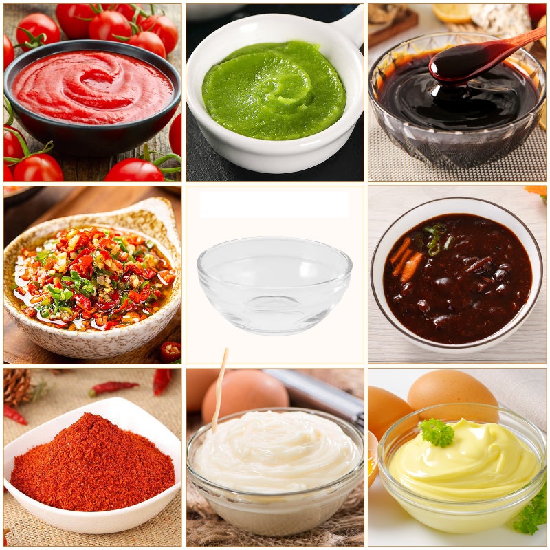 4PCS Mini Bowls Small Prep Dishes Stackable Dipping Bowl for Sauces Clear Glass Dish for Kitchen Condiments Spices and Portions (3 OZ) - Image 4