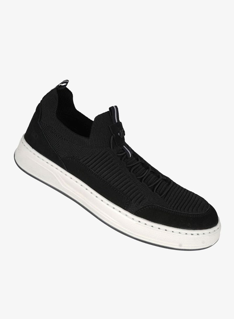 DEMOCRATA 032-60 Democrata Mens Knit Denim Bold Black Sneakers 122111-001 - Image 1