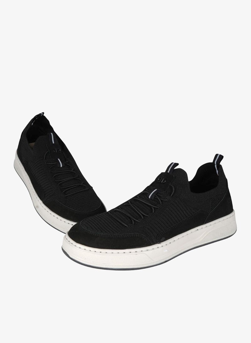 DEMOCRATA 032-60 Democrata Mens Knit Denim Bold Black Sneakers 122111-001 - Image 2