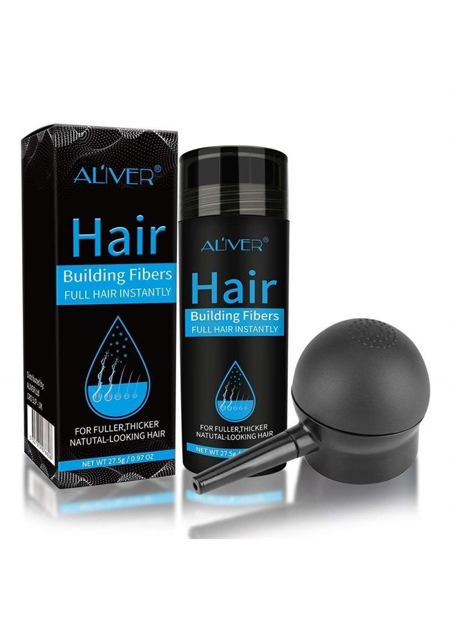 ALIVER Hair Fibers for Thinning Hair With Spray,Undetectable Natural Formula,Thicker Fuller Hair in 15 Seconds,Instantly Conceal & Thicken Thinning or Balding Hair Areas for Men & Women,0.97Oz Medium Brown - Image 1