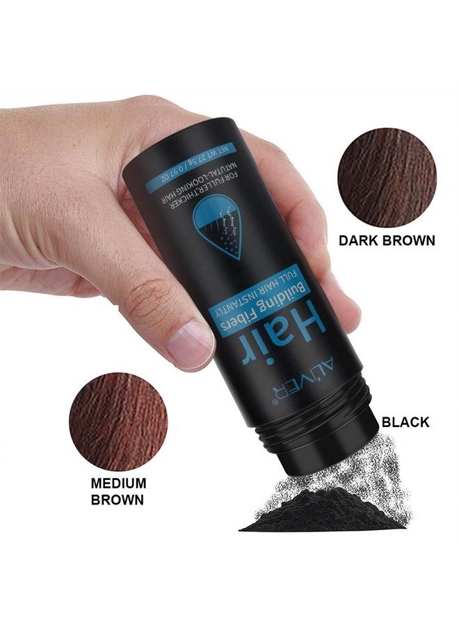 ALIVER Hair Fibers for Thinning Hair With Spray,Undetectable Natural Formula,Thicker Fuller Hair in 15 Seconds,Instantly Conceal & Thicken Thinning or Balding Hair Areas for Men & Women,0.97Oz Medium Brown - Image 2