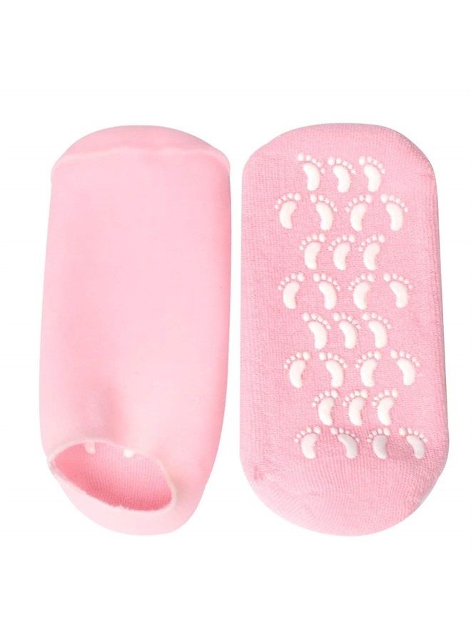 Comfort Gel Socks for Men and Women - Soft Spa Silicone Gel Infused Moisturizing Socks (Pink (3 Pairs))