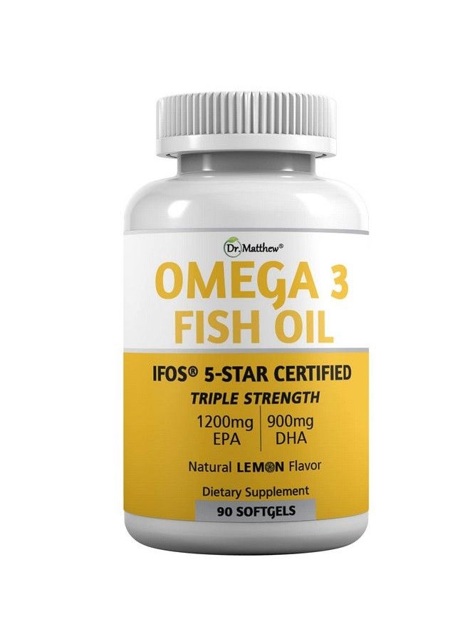 Dr. Matthew - Best Fish Oil Omega 3 With Epa And Dha. Fatty Acid Supplements For Women And Men. 3000Mg Triple Strength Pills Ifos Certified Vitamin Omega 3. High Epa 1200Mg. Wild Caught Pure Omega3 Capsules - Image 1