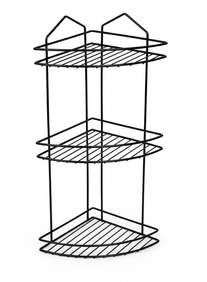 هابي هوم ركنة حمام مزدوجة من الستانلس المقاوم للصدأ – 3 رف لتخزين الشامبو والصابون وأدوات الاستحمام،أنيق مقاس 53 ×24 سم، مناسبة للحمام والمطبخ، لون أسود فاخر - Image 2