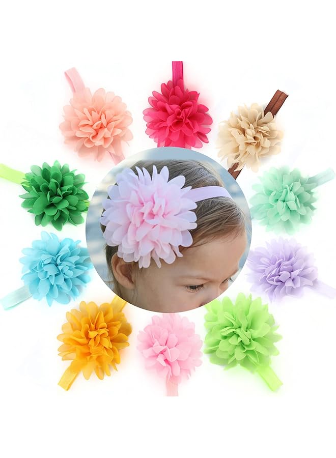 erorex 10 Packs Baby Headbands Bows Flower Lace Band Hair Accessories Baby Girl Nylon Turban Headwraps - Image 1