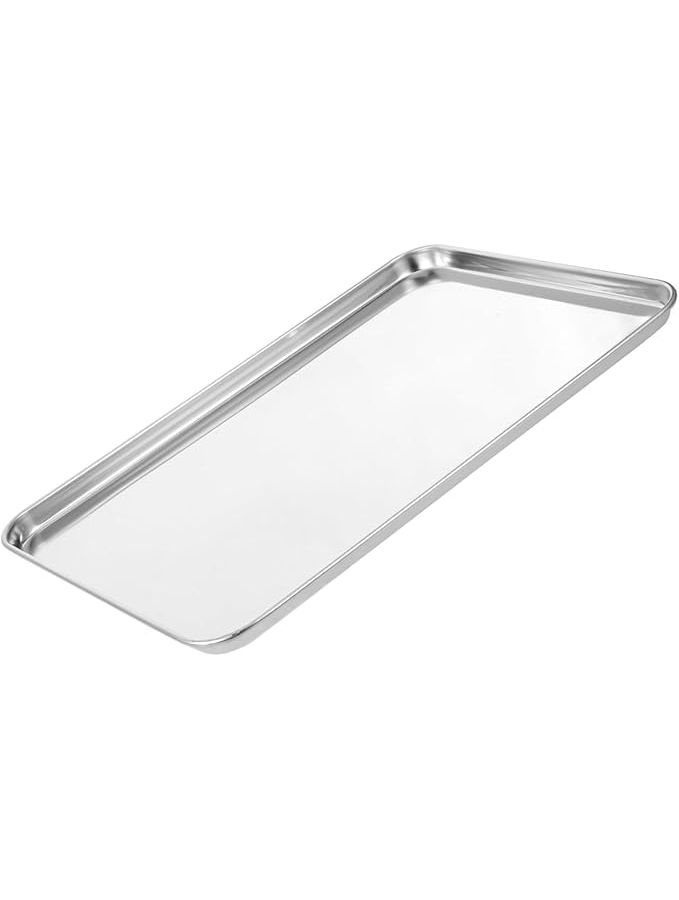Stainless Steel Rectangular Cold Noodle Serving Tray 35X25X1 5CM Easy To Clean For Home Restaurant - Image 1
