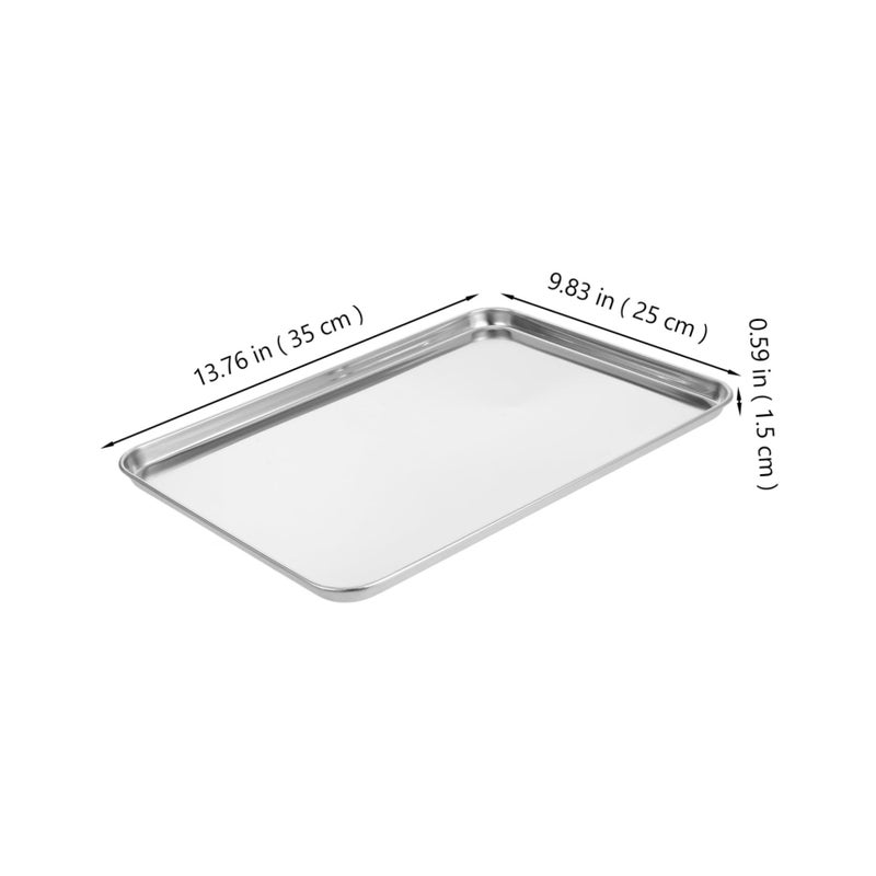 Stainless Steel Rectangular Cold Noodle Serving Tray 35X25X1 5CM Easy To Clean For Home Restaurant - Image 3