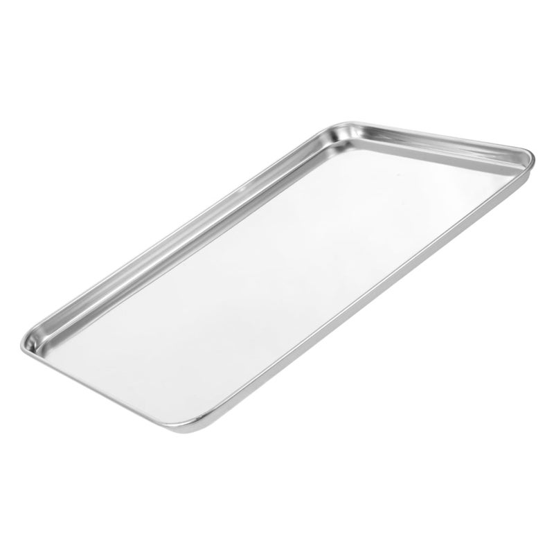 Stainless Steel Rectangular Cold Noodle Serving Tray 35X25X1 5CM Easy To Clean For Home Restaurant - Image 2