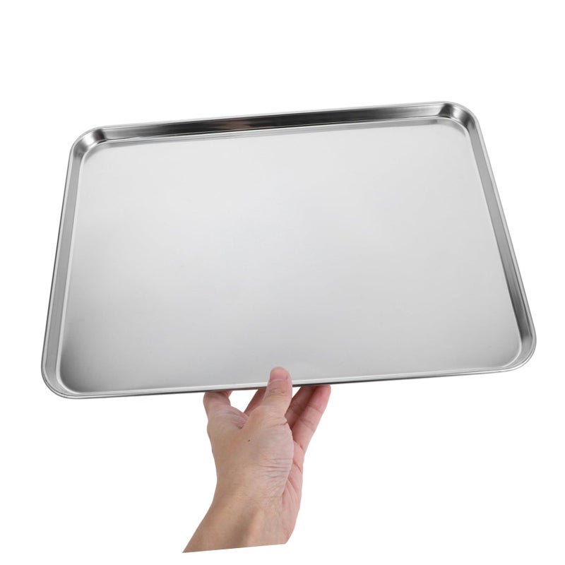Stainless Steel Rectangular Cold Noodle Serving Tray 35X25X1 5CM Easy To Clean For Home Restaurant - Image 4