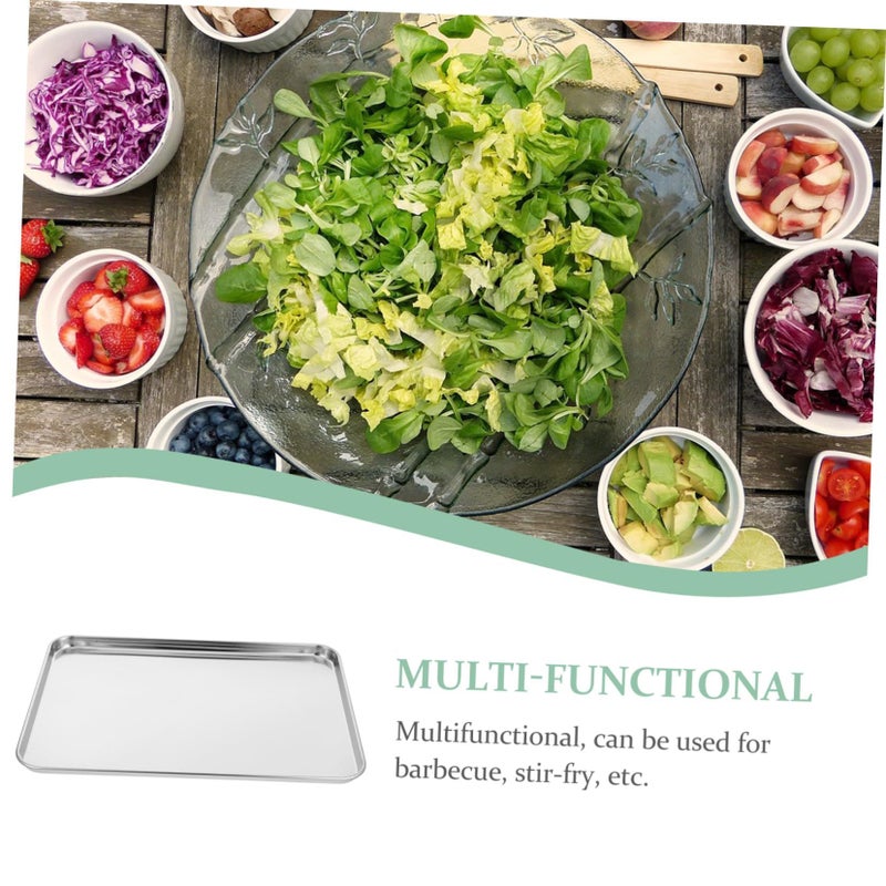 Stainless Steel Rectangular Cold Noodle Serving Tray 35X25X1 5CM Easy To Clean For Home Restaurant - Image 5