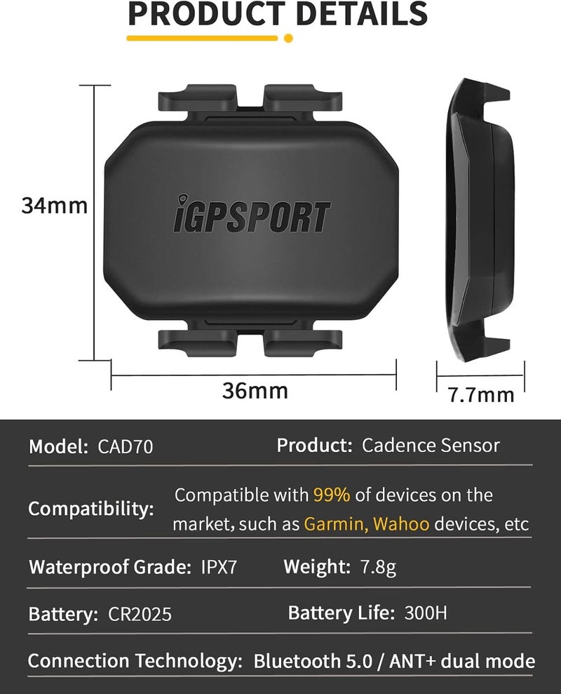 iGPSPORT Speed Sensor or Cadence Sensor for iPhone Android Bike Computer SmartWatch Compatible with ANT+ and Bluetooth - Image 2